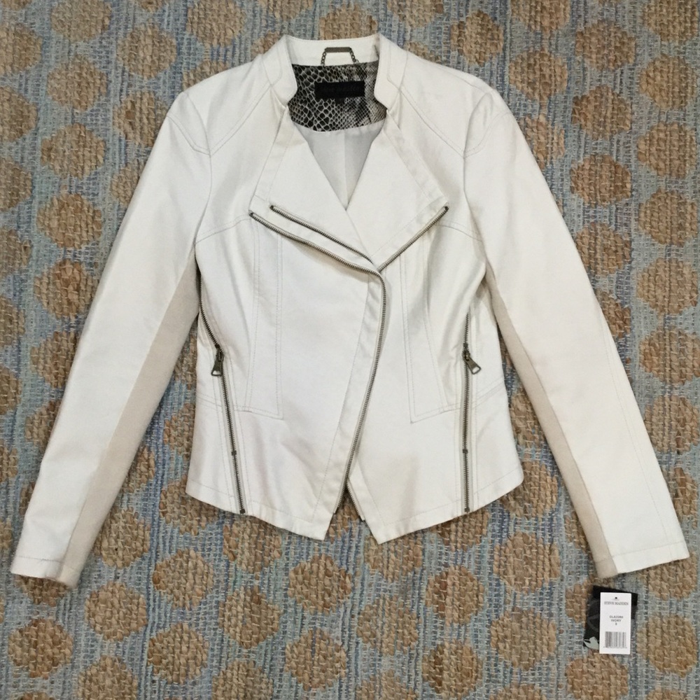BNWT Steve Madden Faux Ivory Leather Jacket